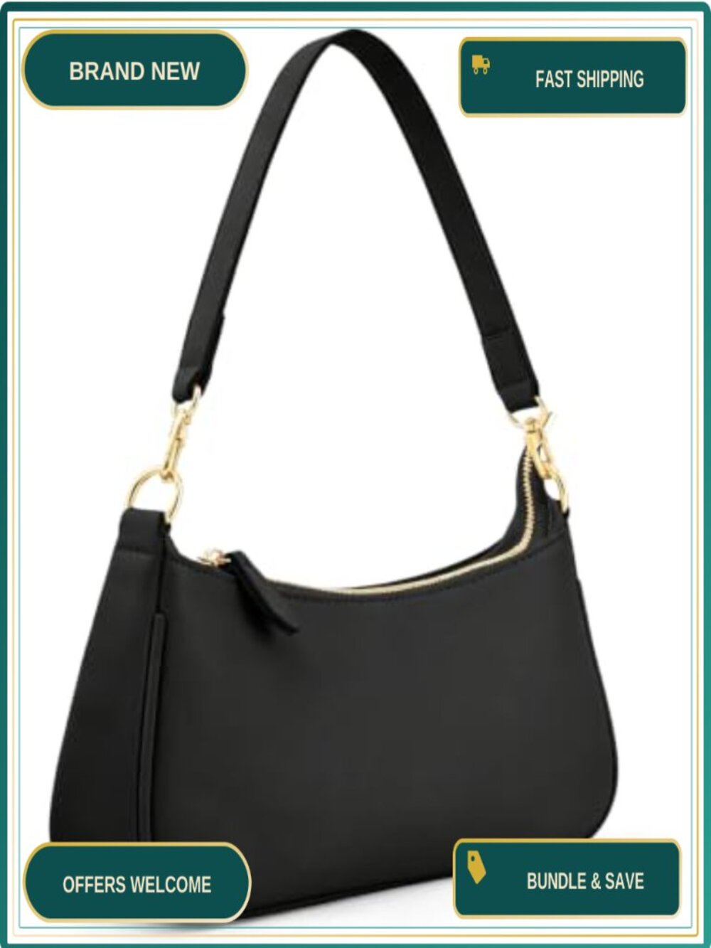 Small PU Leather Hobo Shoulder Bag with Removable Strap Everyday Purse